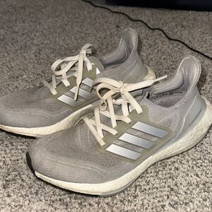Adidas Gray and White Athletic Sneakers